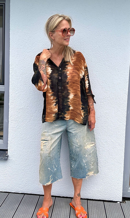 Doorschijnende tie-dye blouse