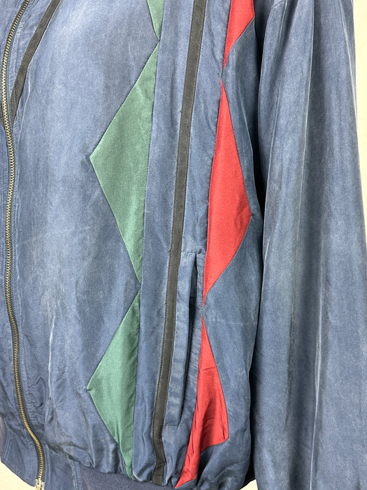 Blauw zijdeachte bomber jasje