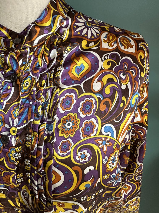 Satijnachtige blouse met kleurige print