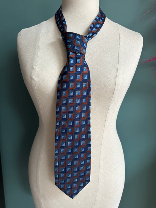 Stropdas blauw-rood grafisch motief