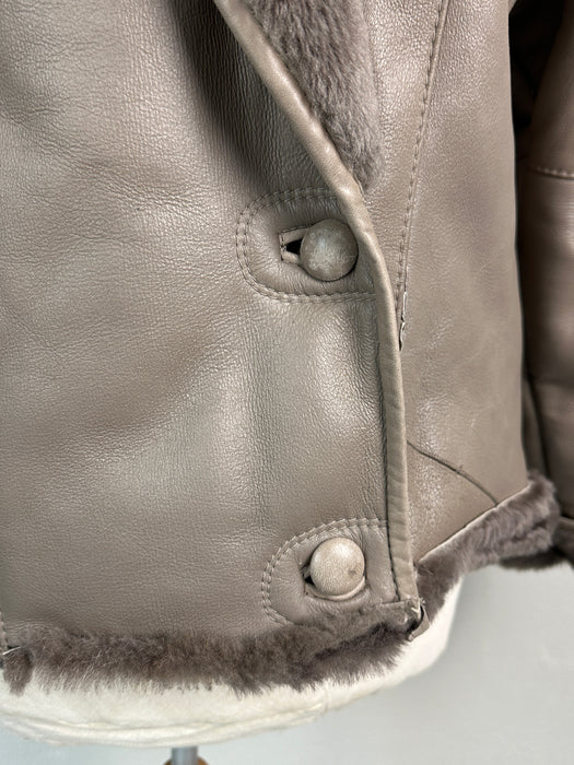 Taupe leren reworked jas