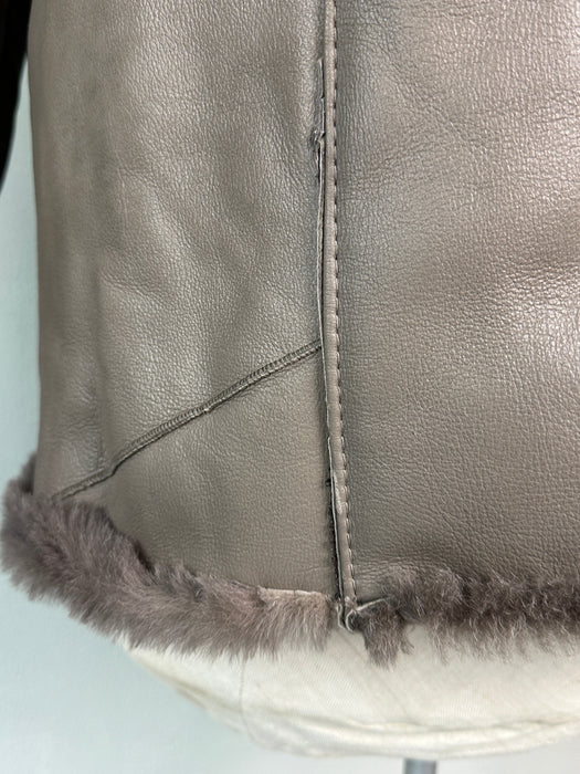 Taupe leren reworked jas