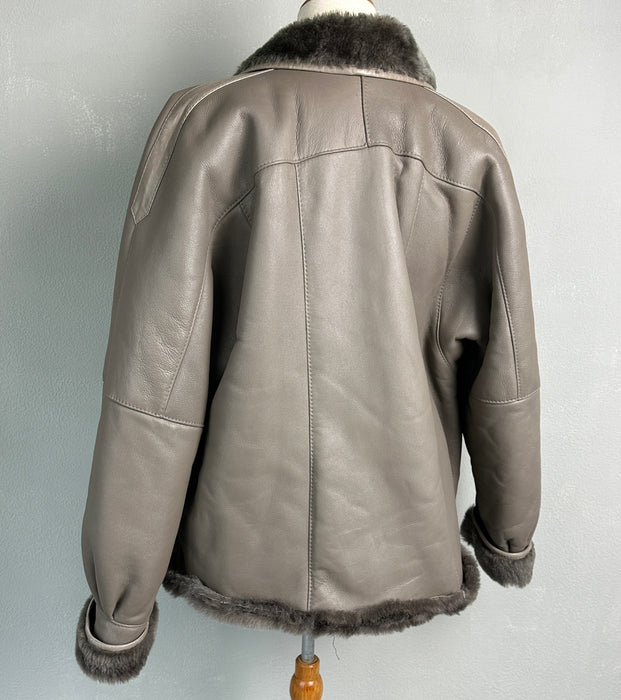 Taupe leren reworked jas