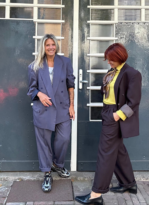 Lavendel kleurige bandplooi broek