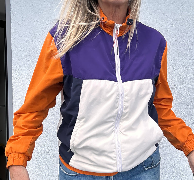 Sporty jack in paars oranje wit