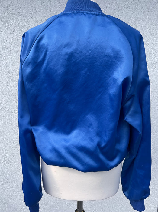 Blauw satijnen bomberjackje