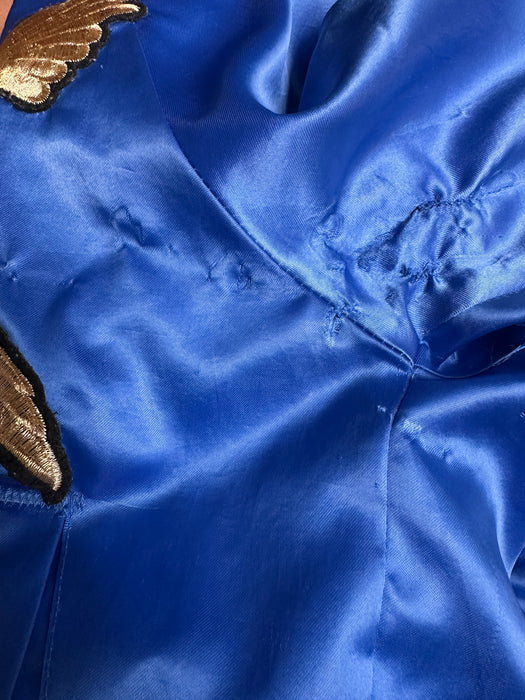 Blauw satijnen bomberjackje