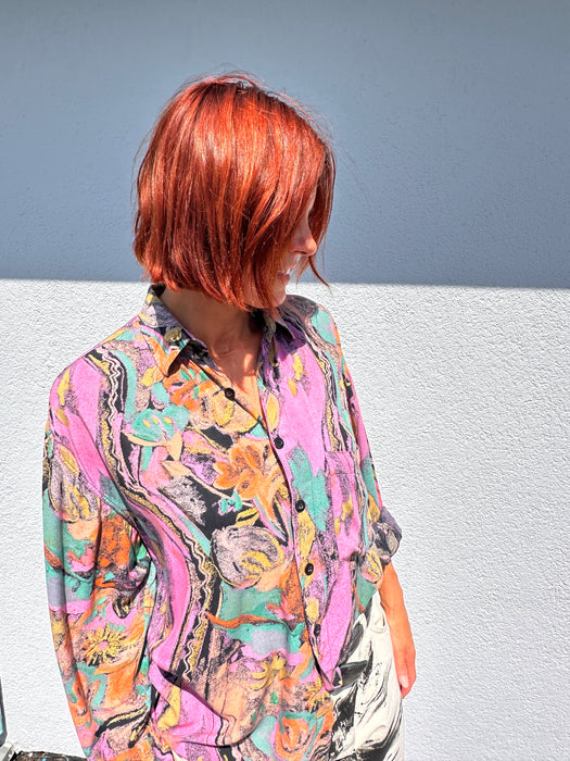 Blouse met retro print