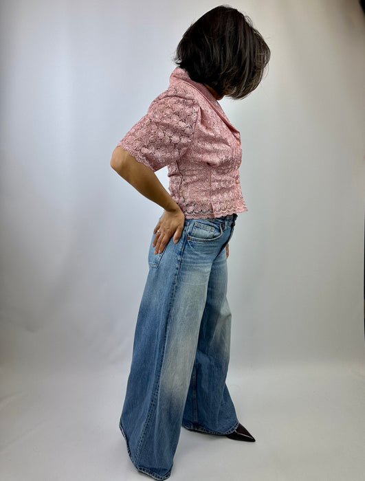 Roze kanten blouse-jasje