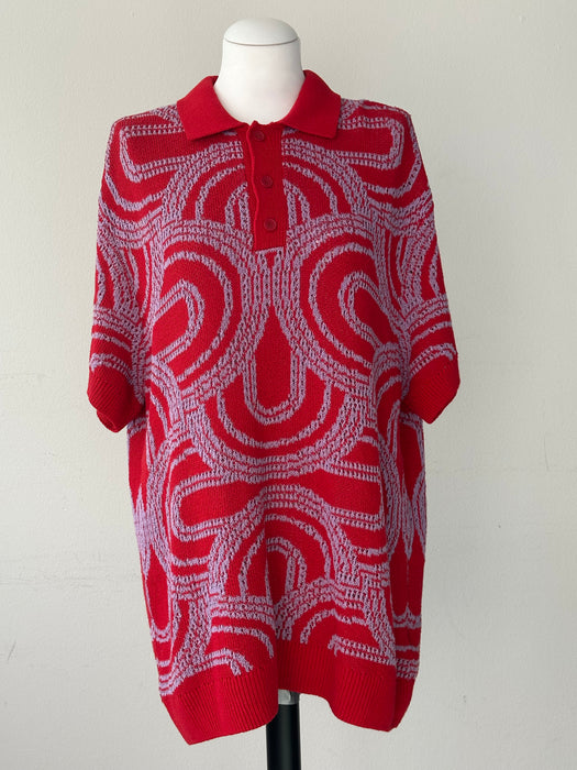 Polo in rood met lila