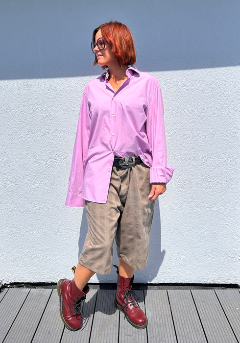 Beige oversized short met ruitpatroon