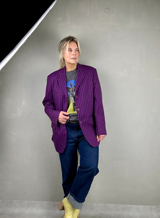 Paars krijtstreep colbert