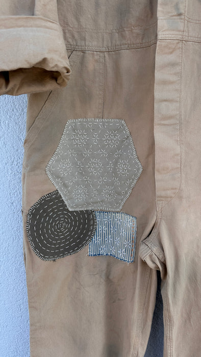 Kaki sashiko werkoverall