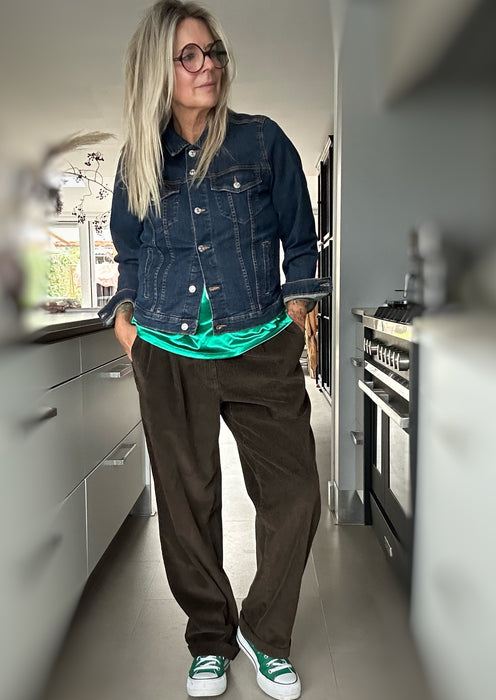 Bruine oversized rib broek