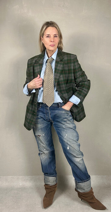 Groen grijs geruit colbert