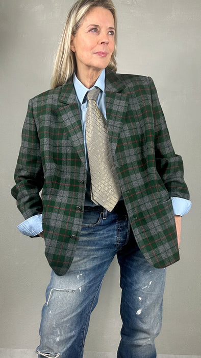 Groen grijs geruit colbert