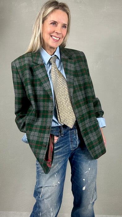 Groen grijs geruit colbert