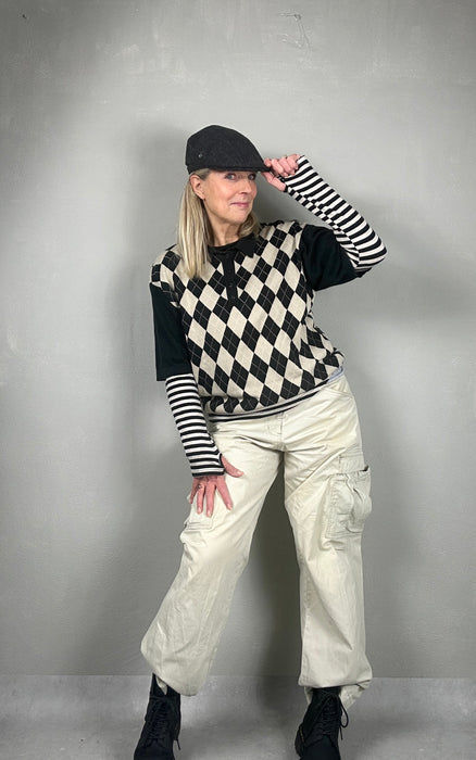 Oversized polo met argyle ruit