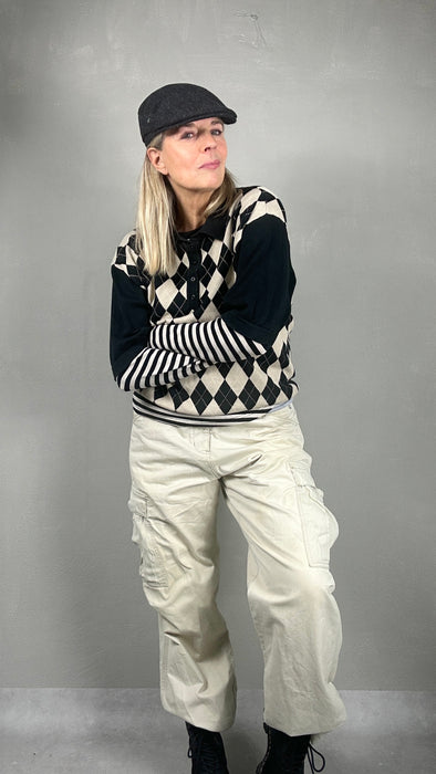 Oversized polo met argyle ruit