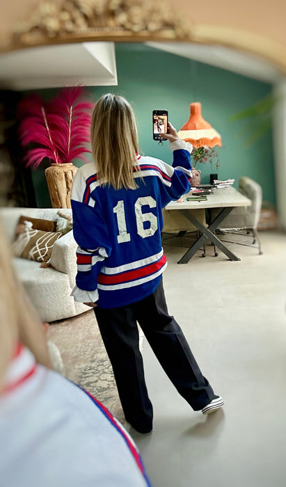 Blauw vintage ijshockeyshirt