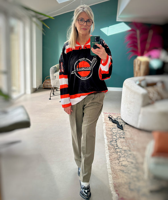 Zwart oranje ijshockey shirt XL