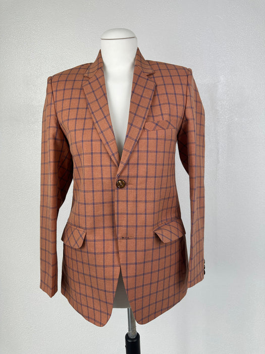 Zalmkleurige ruit blazer
