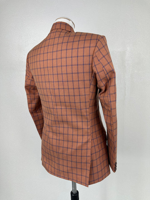 Zalmkleurige ruit blazer