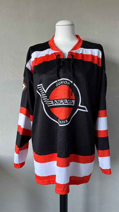 Zwart oranje ijshockey shirt XL