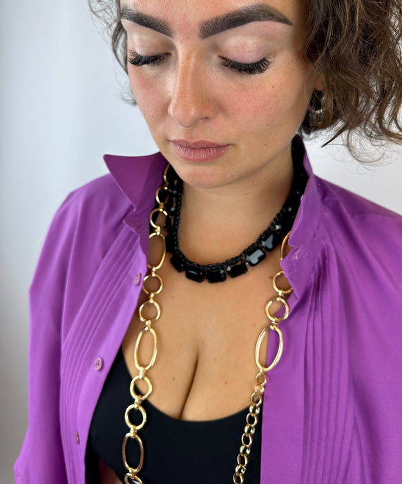Paarse smoking blouse