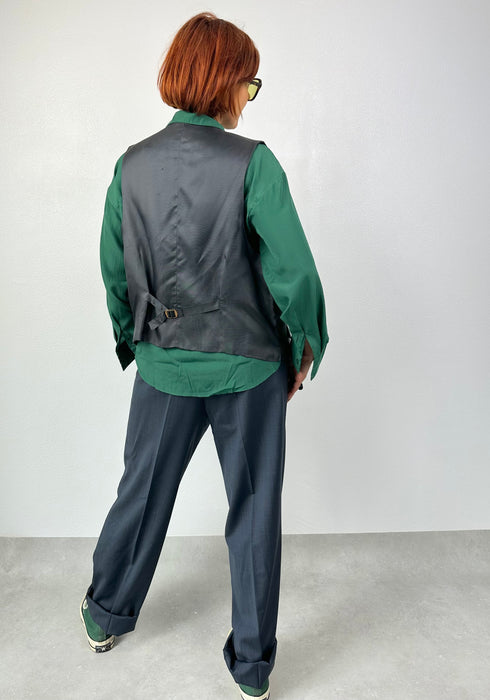 Donkergroen geruit gilet