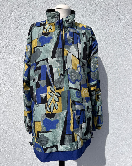 Oversized anorak in 80's print
