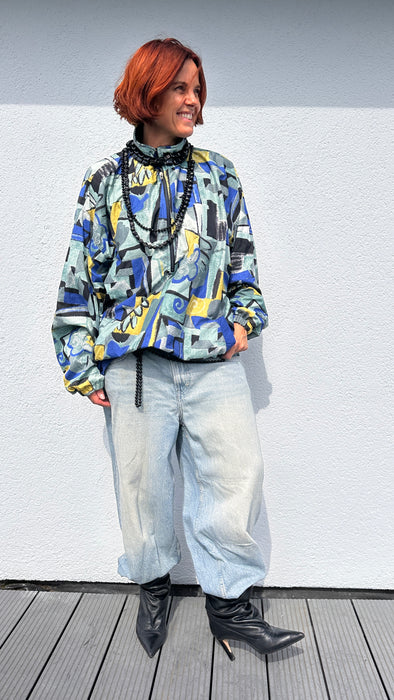 Oversized anorak in 80's print