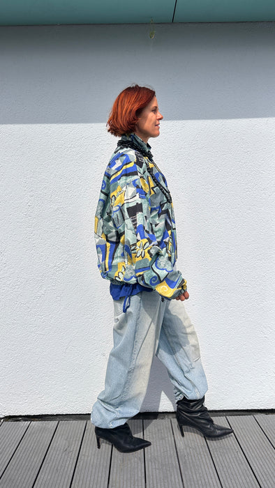 Oversized anorak in 80's print