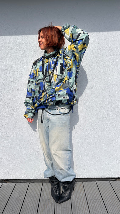 Oversized anorak in 80's print