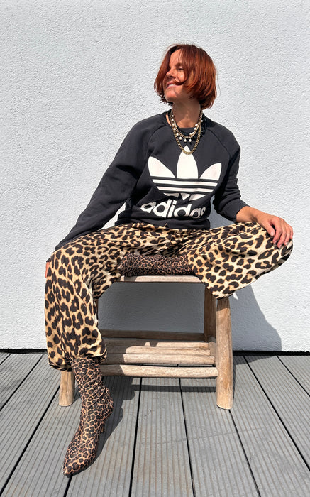 Wijde panterprint broek