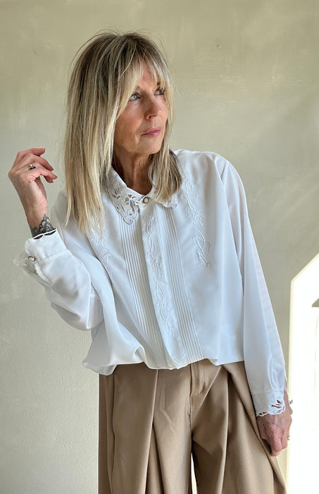 Witte oversized damesblouse