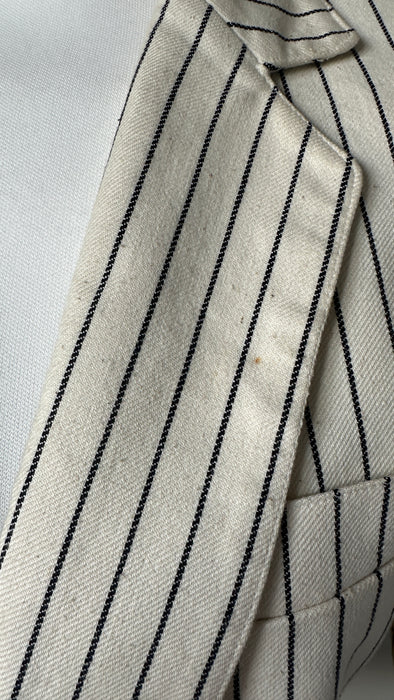 Slim fit off-white krijtsteep blazer