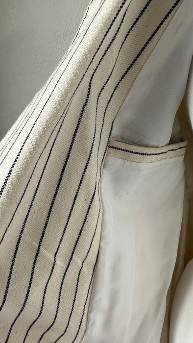 Slim fit off-white krijtsteep blazer