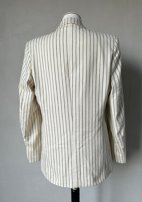 Slim fit off-white krijtsteep blazer