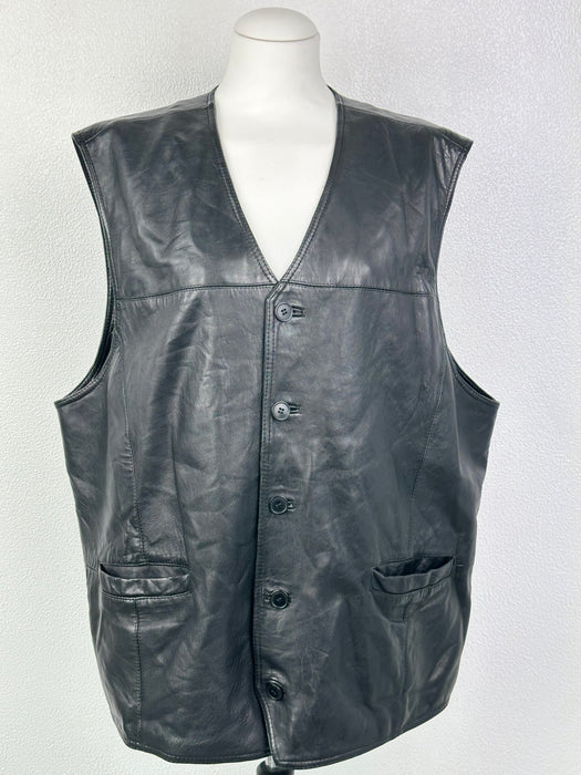 Zwart lederen oversized gilet