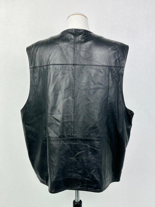 Zwart lederen oversized gilet