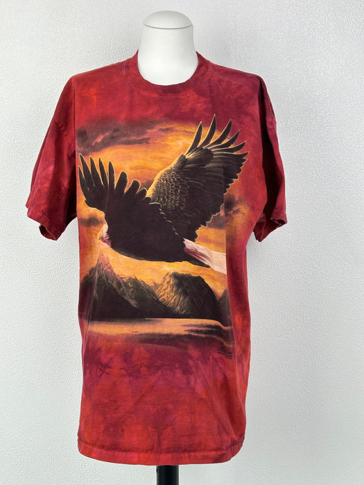 Donkerrode oversized Tee met vogel