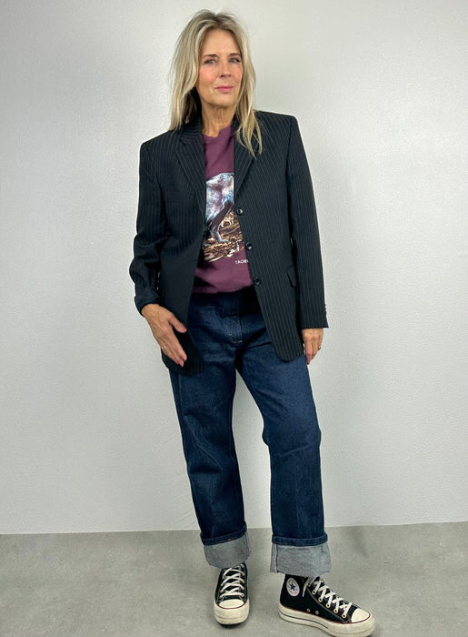 Donker blauw krijtstreep colbert