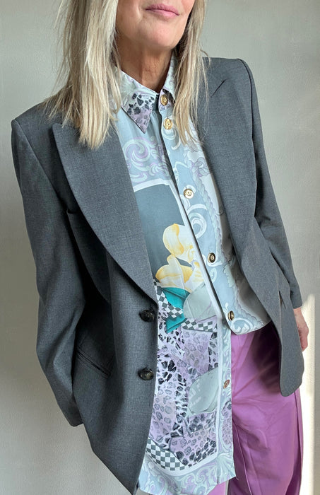 Grijs getailleerde 70's blazer