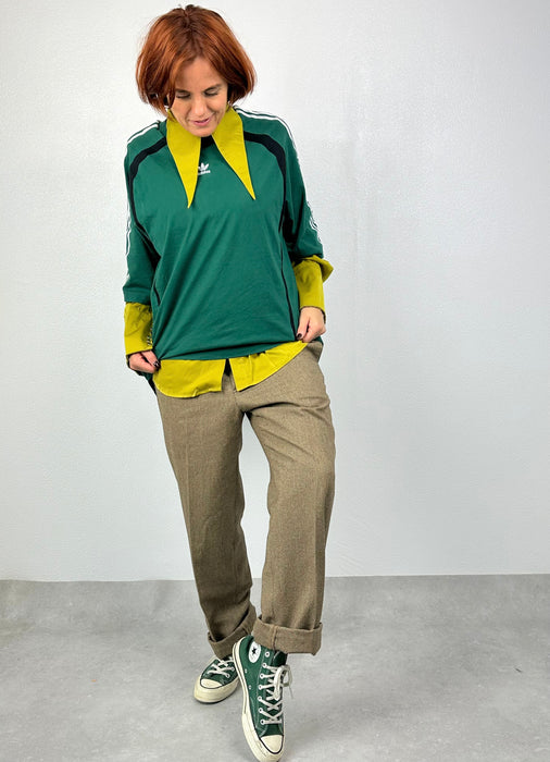 Donkergroen oversized adidas Tee