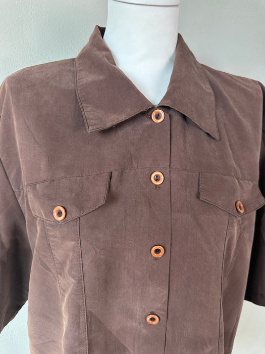 Bruine soepelvallende blouse