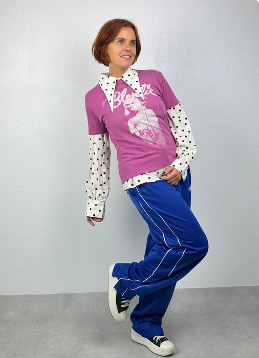 Blauwe old skool trainingsbroek