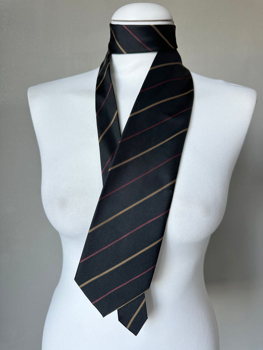 Stropdas in zwart met rode en gele banen