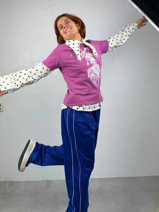 Blauwe old skool trainingsbroek