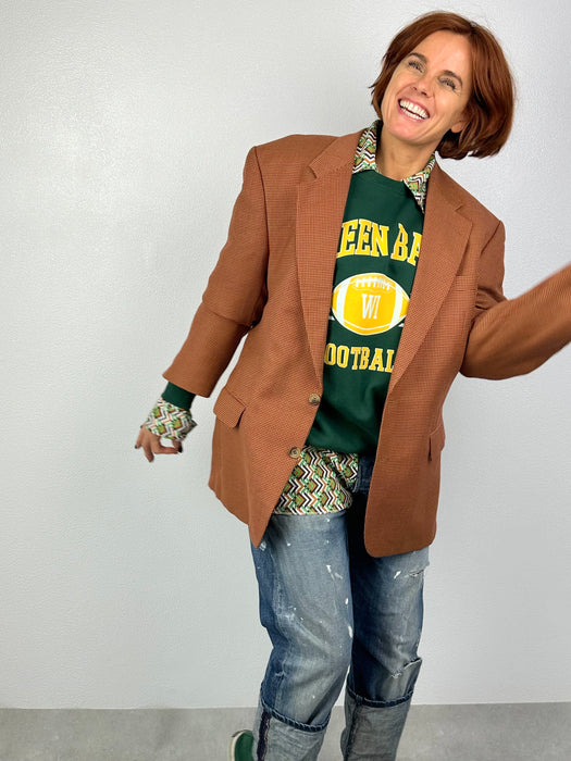 Colbert met rood-beige mini ruitje